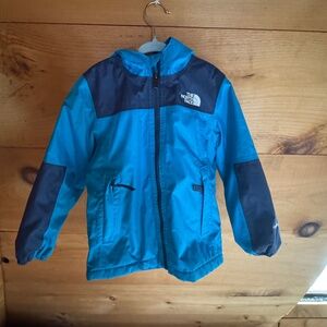 Kids blue North Face rain jacket w/ fleece lining 4T